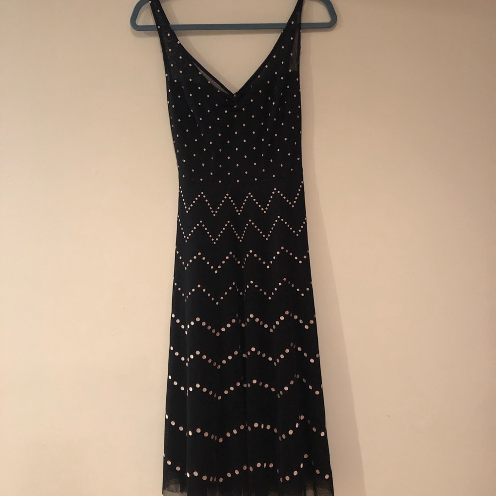 Black and White BCBG Tulle Midi-Dress